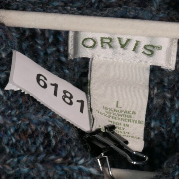 Orvis Tunic Sweater Womens L Marled Blue Wool Alpaca Blend Fuzzy Chunky Boho - Picture 9 of 9